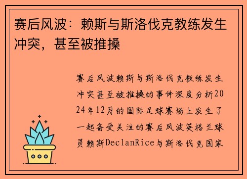 赛后风波：赖斯与斯洛伐克教练发生冲突，甚至被推搡